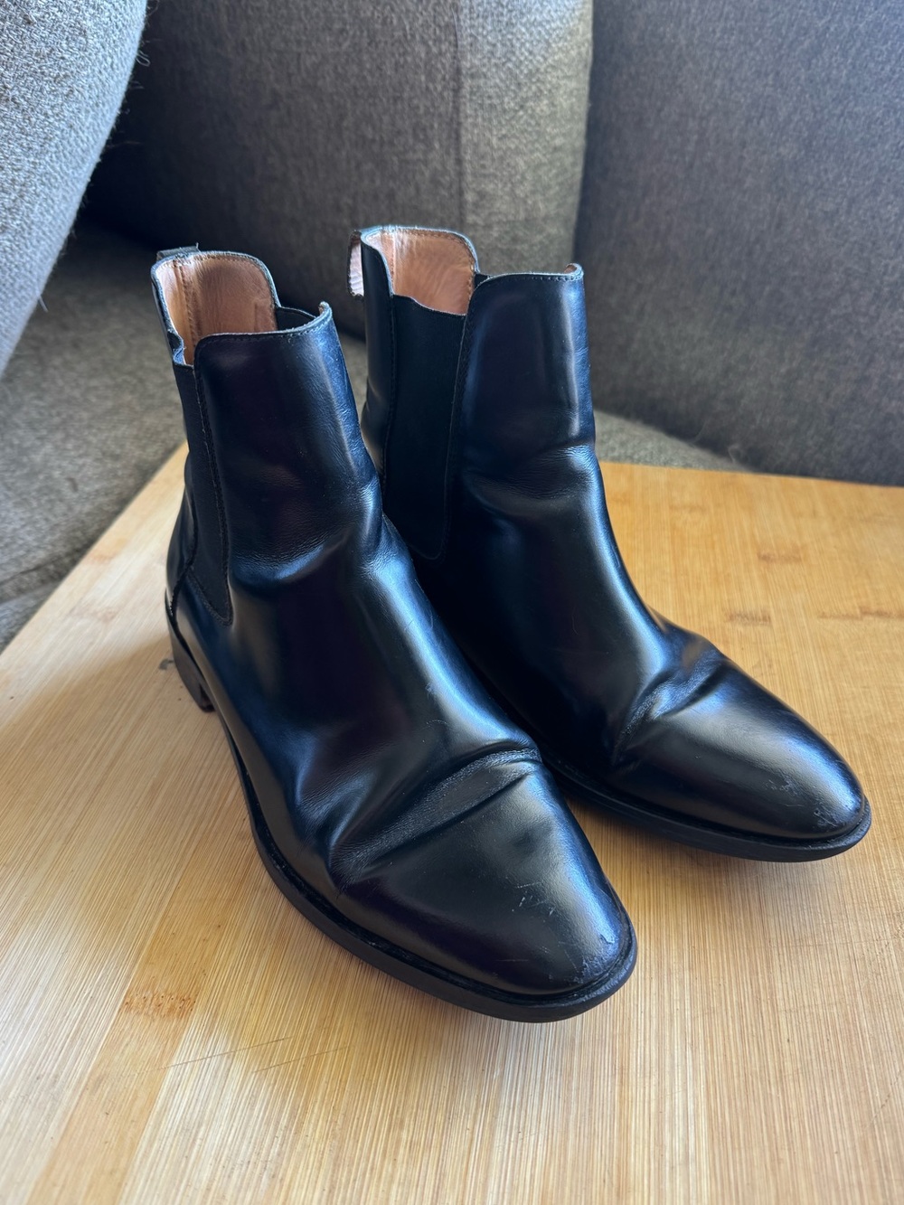COS Black Leather Chelsea Boots Block Heel Almond Toe Minimalist Size 38